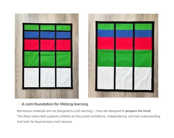 Montessori Place Value Mat: Golden Bead Math Learning, Quilted Cotton or Flannel, Math Materials