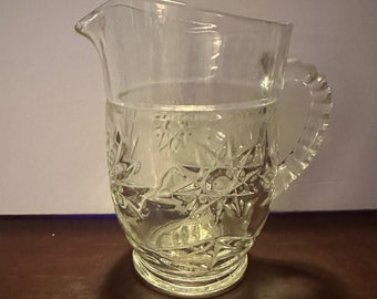 Vintage Anchor Hocking glass star pattern pint pitcher