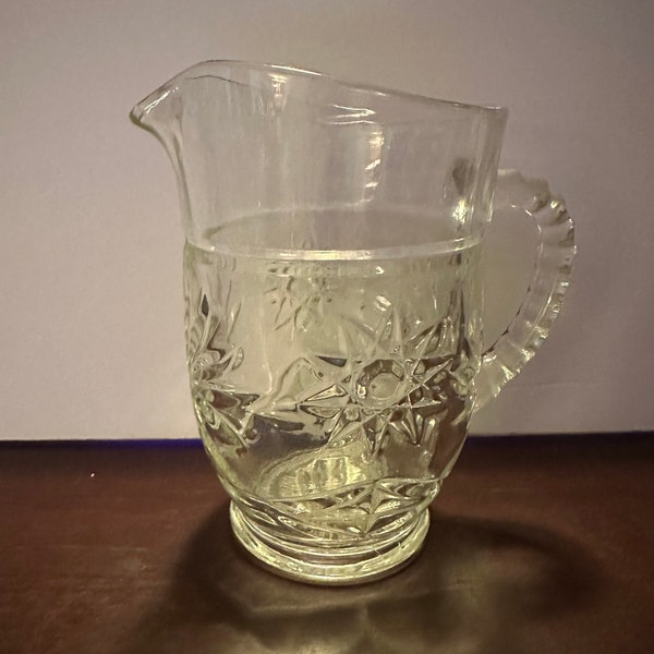 Vintage Anchor Hocking glass star pattern pint pitcher