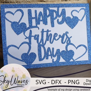 Tarjeta de corazones del Día del Padre Feliz archivos cortados svg, dfx y png - Tarjeta del día del padre Cricut