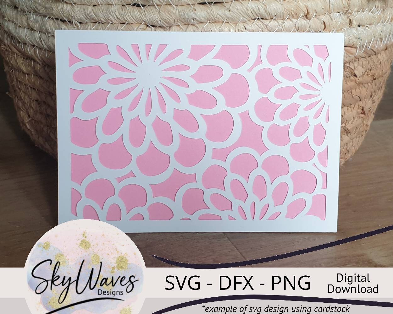 Patterned Card Template Bundle: Floral SVG, PNG, DFX Files (digital ...