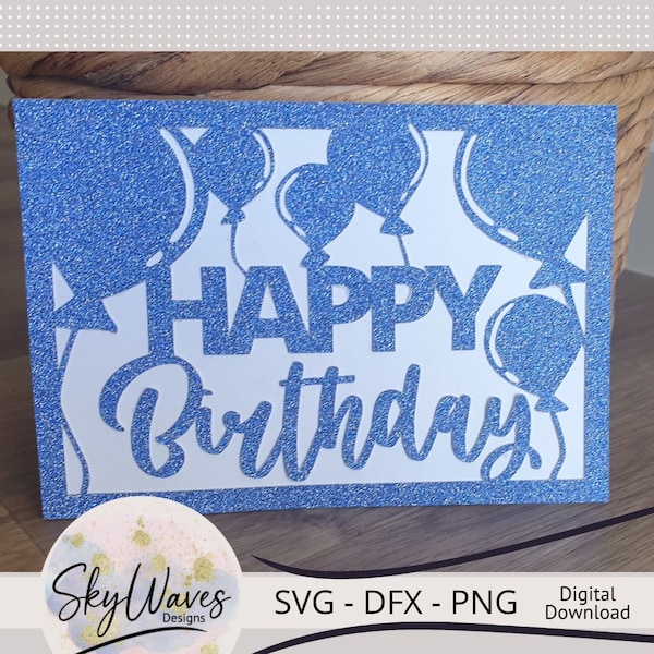 balloon happy birthday card svg cut file template