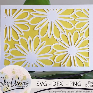 Daisy patterned card template SVG, PNG, DFX files for Cricut &  silhouette cutting machines