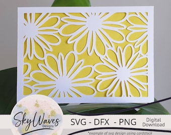 Daisy patroon kaart sjabloon SVG, PNG, DFX-bestanden voor Cricut & silhouet snijmachines