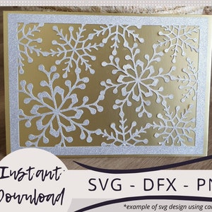 Patterned snowflakes card template svg, dfx & png