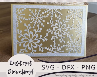 Gemusterte Schneeflocken Kartenschablone svg, dfx & png