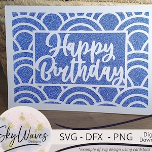 ハッピーバースデー アールデコ スタイル カード svg、png、dfx カット ファイル - Cricut カード テンプレート