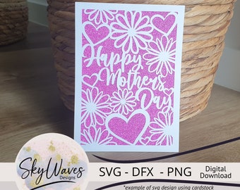 Heart & Daisy Mother's Day Card SVG: Cricut Cut File (Digital Download)