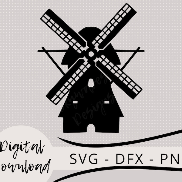 Dutch windmill silhouette svg - Holland windmill silhouette svg, Netherlands windmill cut file svg