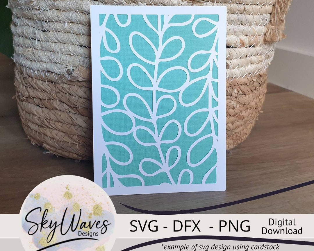 Leaf Patterned Card Template SVG, PNG, DFX Files for Cricut ...