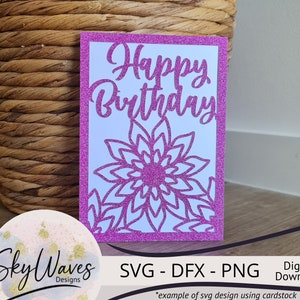 Happy Birthday Card flower SVG, Birthday Card svg cutting file for cutting machines Cricut, laser machines or hand cutting
