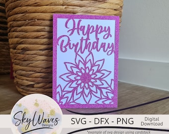 Flower Birthday Card SVG: Cricut Cutting File (Digital Download)