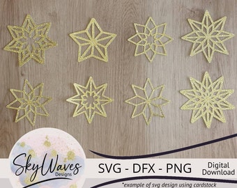 Weihnachtsstern Bundle von 8 SVG, DFX & PNG Digital cut Datei Download für Cricut, silhouette, Glowforge ect.