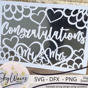 Herzlichen Glückwunsch Mrs & Mrs Hochzeit svg Karte Datei - Cricut Glückwunschkarte Vorlage SVG, DFX, PNG Dateien