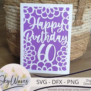 60. Geburtstagskarte Vorlage SVG, DFX & PNG Instant Digital Download