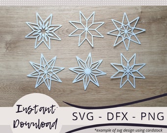 Christmas star bundle SVG, DFX & PNG  Digital Files Download, 8 point Christmas star svg cut file Cricut