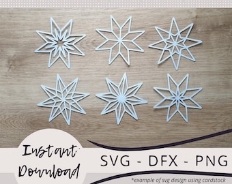 Weihnachtsstern SVG-Bundle: 8-Punkte-Sternschnittdateien (Digitaler Download)