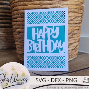 Plantilla de archivo de corte svg de tarjeta de feliz cumpleaños simple - tarjeta de cumpleaños con patrón cuadrado svg, dfx y png