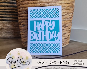幾何学模様のバースデーカード SVG テンプレート（デジタルダウンロード）