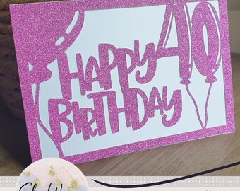 40th Birthday Card SVG: Balloon Design (Digital Download)