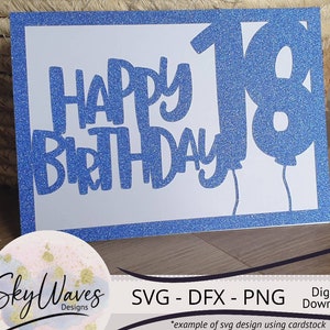 18e verjaardagskaart SVG, DFX & PNG Instant Digital Download voor Cricut en andere snijmachines