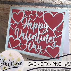 Modèle de carte de Saint Valentin SVG - fichier coupe carte coeurs Saint Valentin