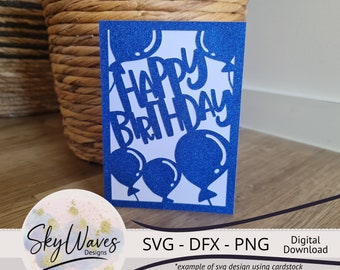 Balloon Happy Birthday Card SVG: Cricut, Laser Cut File (Digital Download)