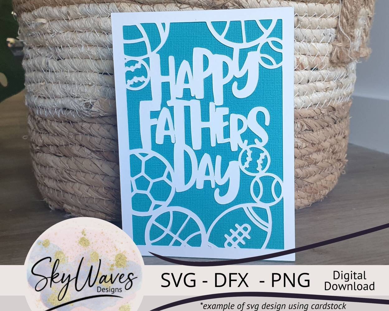 Tarjeta de deportes de pelota del día del padre svg, dfx y png archivo ...