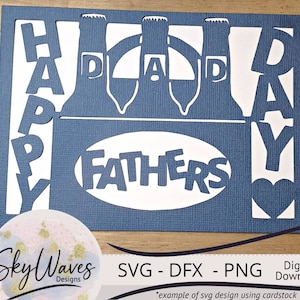 Happy Fathers Day beer card svg, dfx & png cut files - Cricut fathers day card