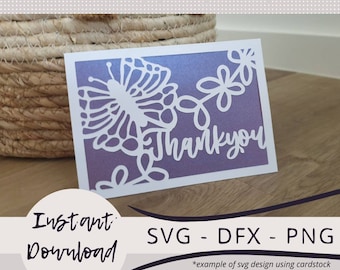 Butterfly Thank You Card SVG: Cricut Cutting File (Digital Download)