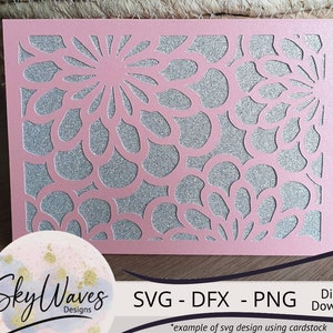 Plantilla de tarjeta de patrón de flores SVG, PNG, DFX archivos para Cricut, Silhouette u otras máquinas de corte