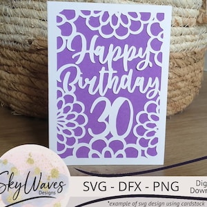 Carte de 30e anniversaire SVG, DFX & PNG Téléchargement numérique instantané
