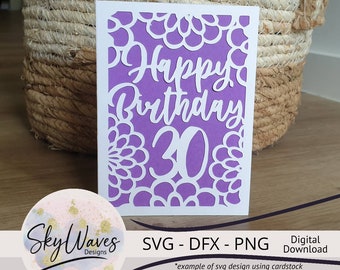 Biglietto di 30 ° compleanno SVG, DFX & PNG Instant Digital Download