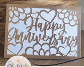 Happy Anniversary Card SVG: Hearts & Flowers Design (Digital Download)
