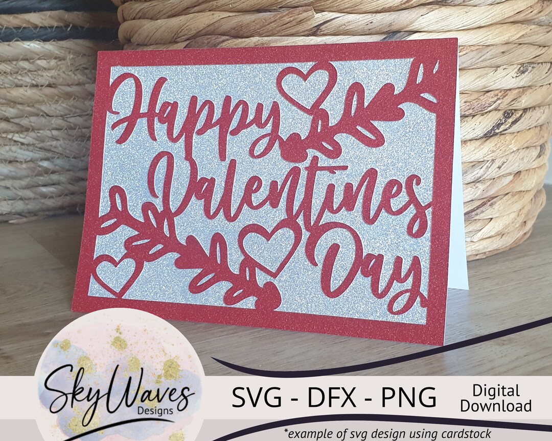 Valentines Day Card Template SVG Cut File - Valentines Day Hearts and ...