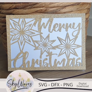 Christmas stars card svg template cut file