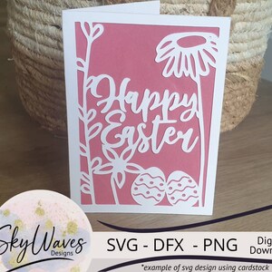 Frohe Ostern Karte SVG, Osterkarten Vorlage, Cricut Osterkarte Cut Datei, Osterkarte SVG, PNG & DFX digitaler Download