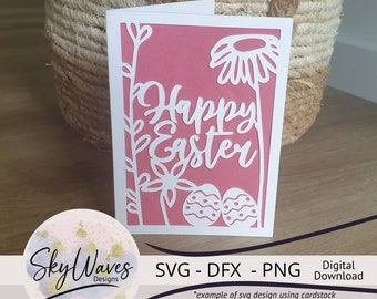 Happy Easter Card svg, Easter card template, Cricut Easter card cut file, Easter card SVG, PNG & DFX digital download