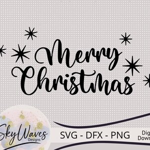 Joyeux Noël avec étoiles svg fichier coupé - Joyeux Noël vinyle décalcomanie svg - Fichier de téléchargement numérique dfx & png