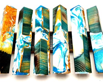 Dyed and stabilised Wood and resin pen blanks