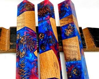 Dyed and stabilised Wood and resin pen blanks