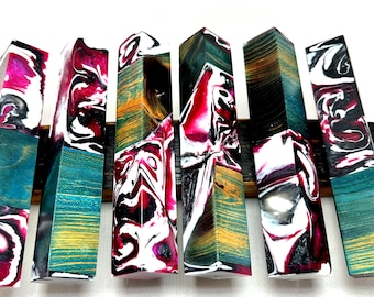 Dyed and stabilised Wood and resin pen blanks