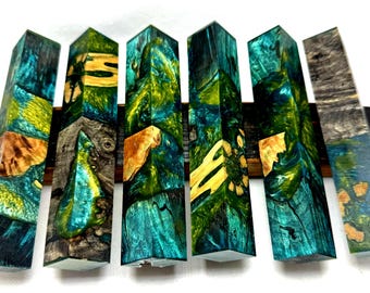 Dyed and stabilised Wood and resin pen blanks