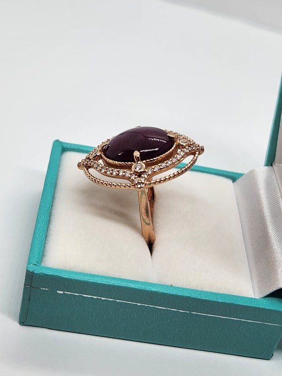 14k Rose Gold Star Ruby Diamond Ring - Size 7 - image 10