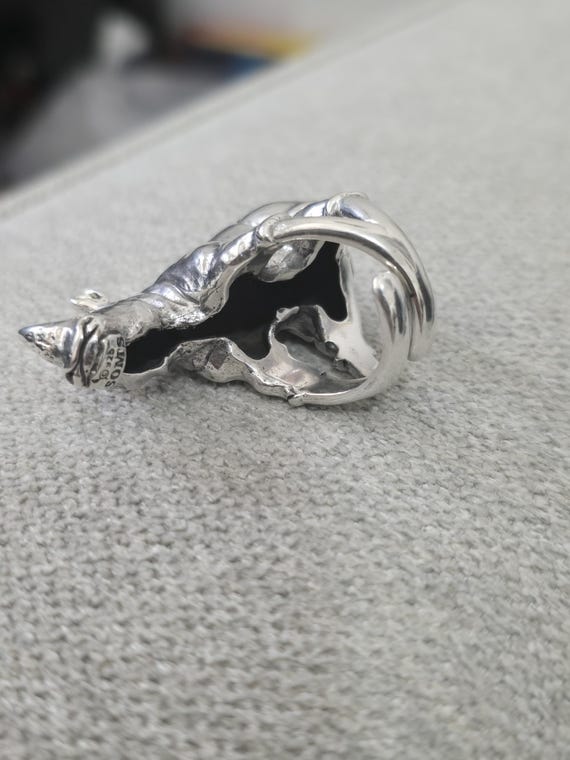 Sterling Silver Rhinoceros Ring: Adjustable State… - image 9