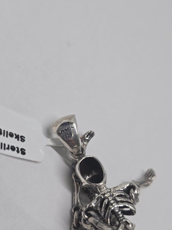 Sterling Silver Skeleton Dangle Pendant: Edgy Got… - image 3