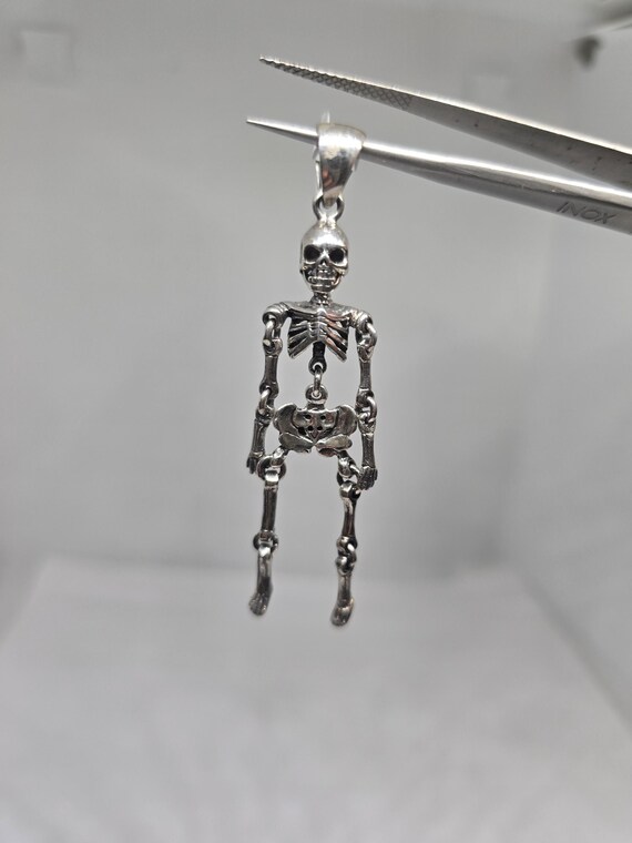 Sterling Silver Skeleton Dangle Pendant: Edgy Got… - image 7