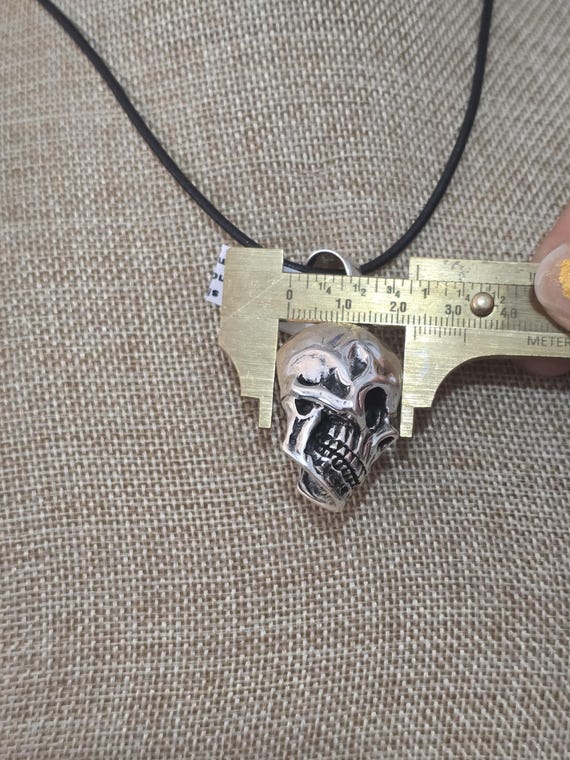 Sterling Silver Skull Pendant: Bold Halloween Jew… - image 4
