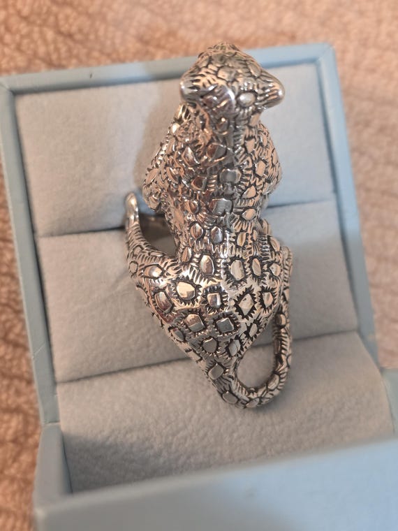 Adjustable 925 Sterling Silver Cheetah Ring - Ani… - image 14