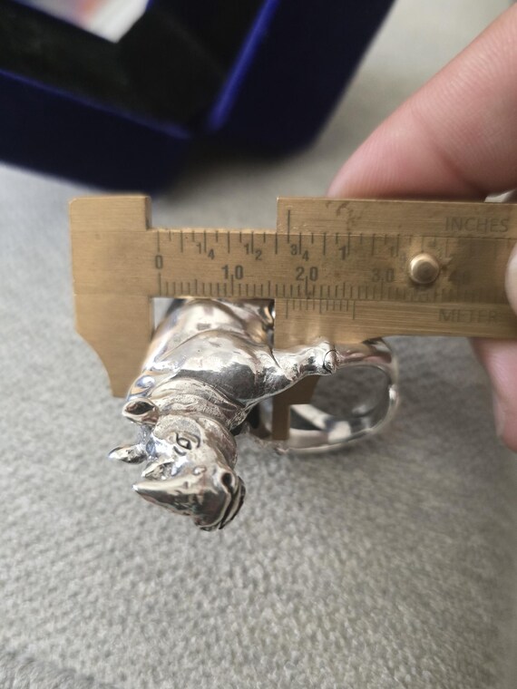 Sterling Silver Rhinoceros Ring: Adjustable State… - image 7